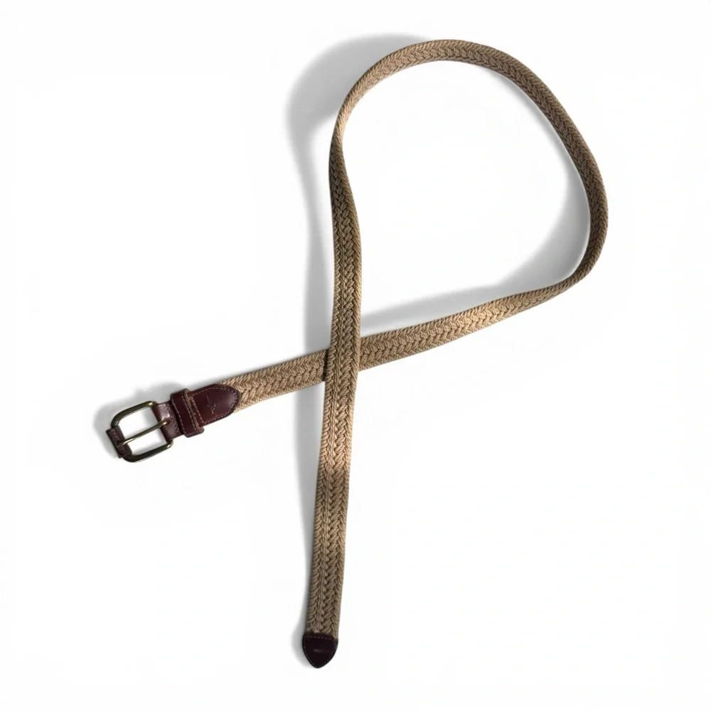 Dockers Olive Green Woven Belt with Brass-Tone Buckle